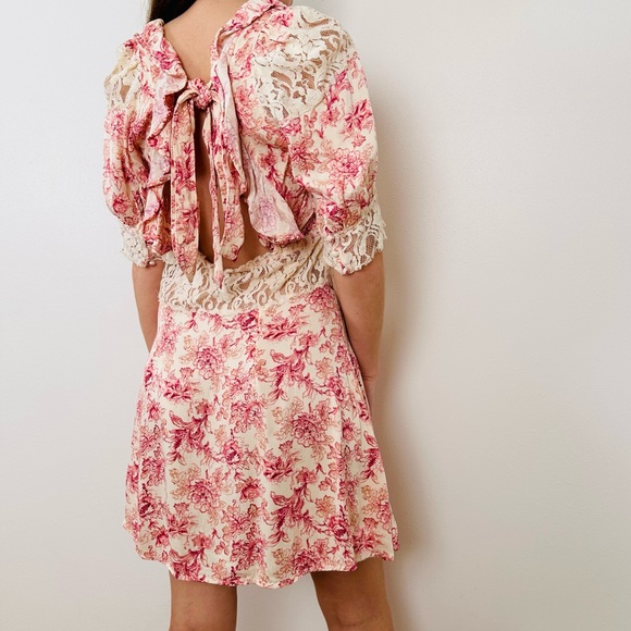 Free People Lucie Mini Dress Floral Boho Lace - Picture 1 of 12